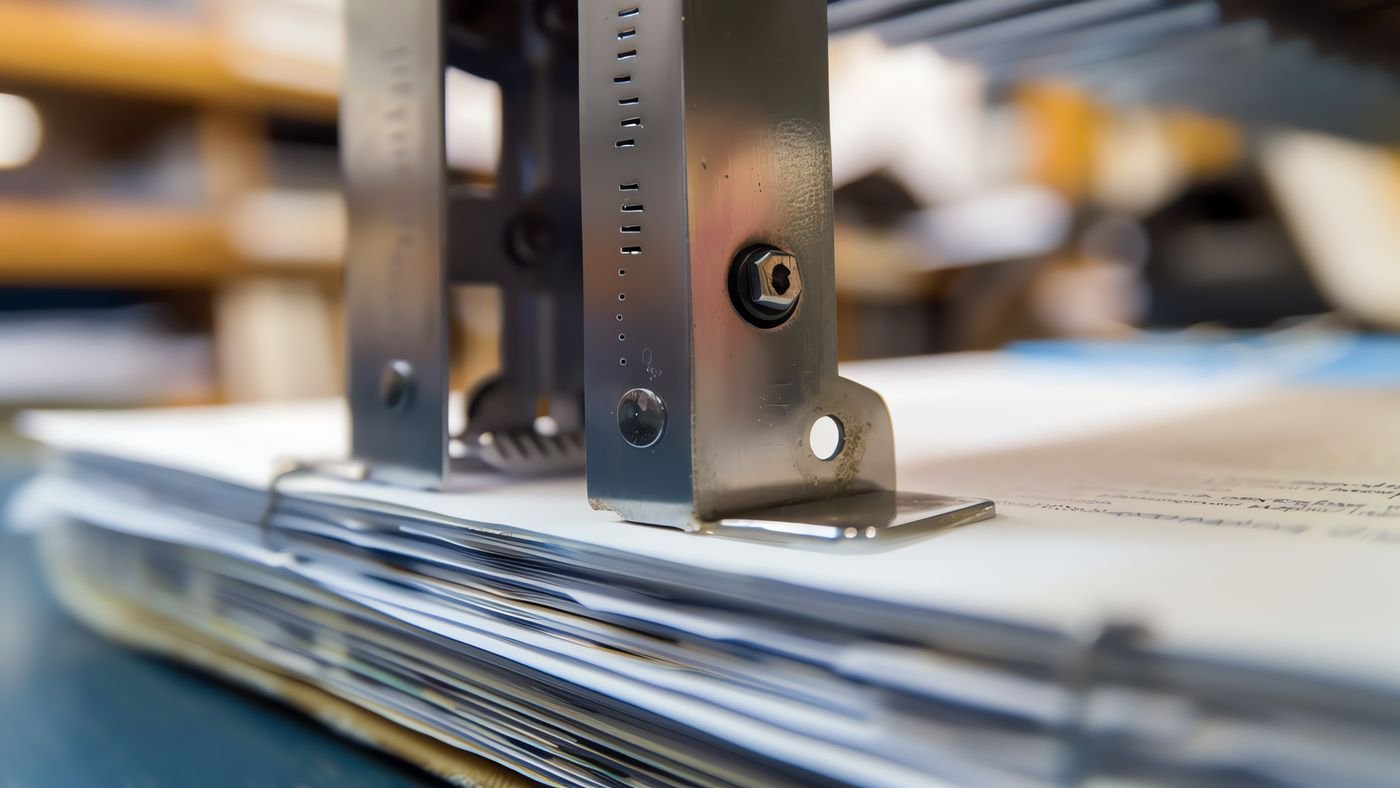 Ligne de brochage reliant des documents dans un atelier de façonnage